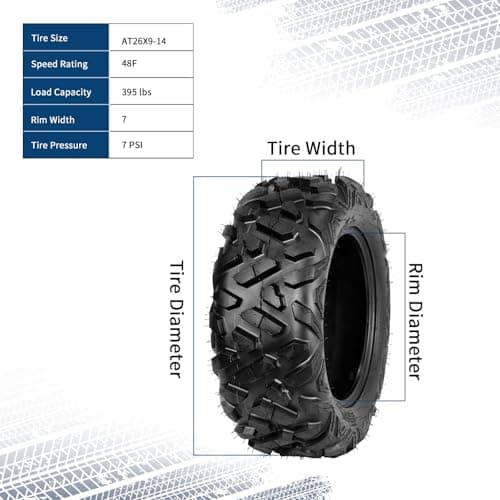 Garvee 2 Pack 26x9-14 ATV UTV Tires 6-Ply All-Terrain Tubeless Tires for Daily Work, Hunting & Recreational Riding on ATV, UTV, Quad and 4 Wheeler