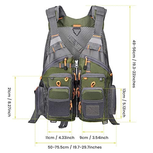 Gonex Fly Fishing Vest for Men Women, Comfortable Adjustable Fishing Vest with Multi-Pockets Reflective Stripes