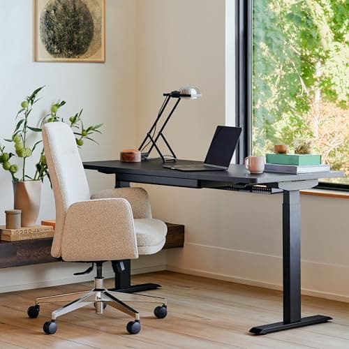 Branch Softside Mid Century Modern Office Chair, Boucle Fabric - Removable Arms with Luxury Cloud-Like Comfort - Adjustable Height - Integrated Lumbar Support - Oatmeal