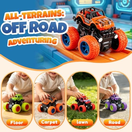 4 Pack Monster Trucks Toys for Boys 2 3 4 5 6 7 Year Old, Friction Powered Pull Back Car Toys for Toddlers Kids Ages 3-5 2-4 4-7, Best Birthday Christmas Party Gift for Boys and Toddlers B07SRZ87DF
