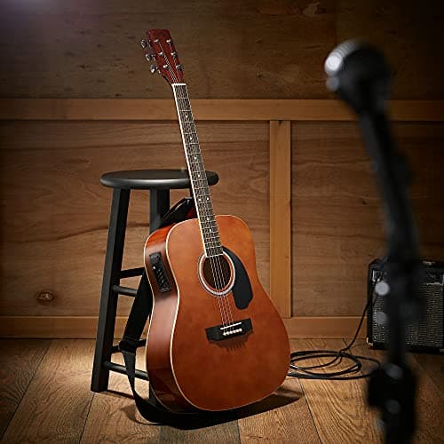 Ashthorpe Full-Size Dreadnought Acoustic-Electric Guitar Bundle - Premium Tonewoods - Brown