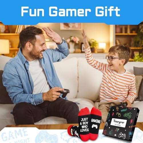 HAPPYPOP Gaming Gifts Teen Boys - Baseball Hockey Football Basketball Gaming Socks for Men