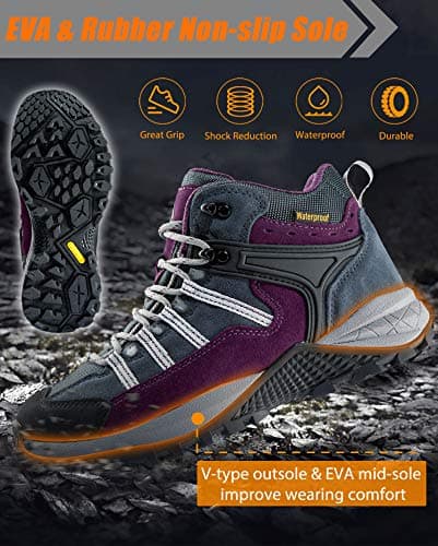 wantdo Women's Waterproof Hiking Boots Lightweight Outdoor Camping Shoes