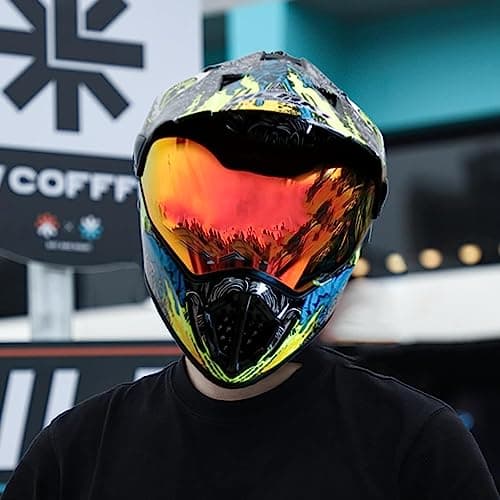 Dirt Bike Helmets ATV MX Motocross Four Wheeler Helmets for Adults Dual Sport Off Road Motorcycle Helmets for Men Women Full Face Helmet Dot Approved Color Red Shield