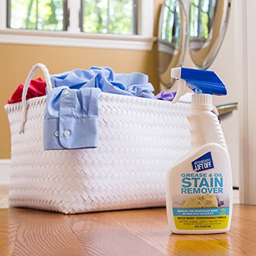 Motsenbocker’s Lift Off 43206 16-Ounce Grease and Oil Stain Remover Spray Eliminates Tough Stains on Carpets Fabric and Upholstery Use as Pre-Wash Laundry Treatment, clear
