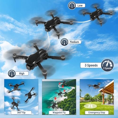 Mini Drone with Camera, 4K HD FPV Drone for Beginners,Brushless Motor, Altitude Hold, Gesture Selfie, One key Return/Emergency Stop,3D Flips, Waypoint Fly, 2 Batteries,Foldable RC Quadcopter.