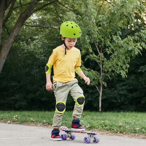 FOOKCIAN Kids Helmet,Toddler Skateboard Helmets for Ages 2-3-5-8-14 Years Boys Girls with Knee and Elbow Pads Wrist Guards fit Roller Skates,Skateboarding,Skating Scooter Adjustable Kids Helmet