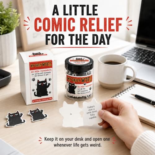 My Daily Jar with 60 Cards, Funny Affirmation Cards for Women Men, Funny Gifts for Women, Gag Gifts for Friends, Coworkers, Gift for Black Cat Lovers B0GVY2G1SX