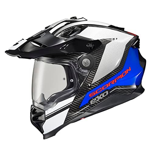 ScorpionEXO XT9000 Full Face Carbon Fiber Adventure Motorcycle Helmet with Pinlock Ready Shield Bluetooth Ready Speaker Pockets DOT ECE Trailhead (White - Large)