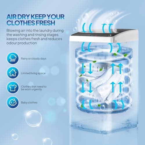 ROVSUN 30LBS Washing Machine, Full-Automatic Portable Washer with Stainless Steel Drum, Electric Laundry Machine, Washer and Spin Dryer Combo with Drain Pump for Home, Apartment