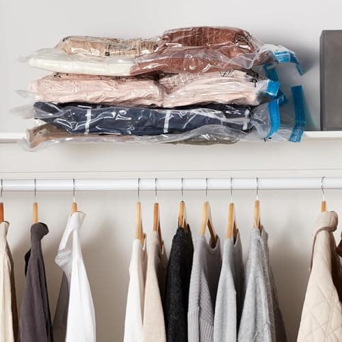 Amazon Basics Vacuum Compression Space Saving Storage Bags with Hand Pump for Travel, Multiple Sizes for Clothes and Blankets, Clear, 20 Pack (5 Small, 5 Medium, 5 Large & 5 Jumbo)