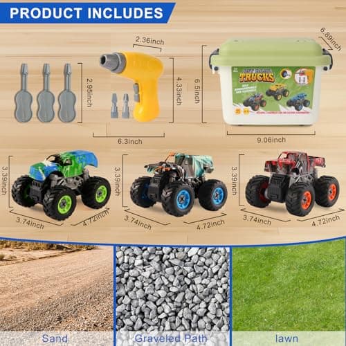 Take Apart Monster Truck Toys for Kids 3 4 5 6 7 8 Year Old Boys, STEM Educational Building Toys with Electric Drill & Storage Box Gift Birthday Christmas for Boys Girls Kids Toddlers B0FKT2MJ2W
