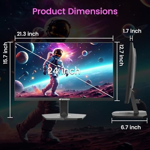 SANSUI 24" 1ms 160Hz Gaming Monitor, FHD 1080P Computer Screen, FreeSync Sync, 4000:1 Contrast, 110% sRGB, HDMI & DP Ports, VESA Mount, HDMI Cable Included