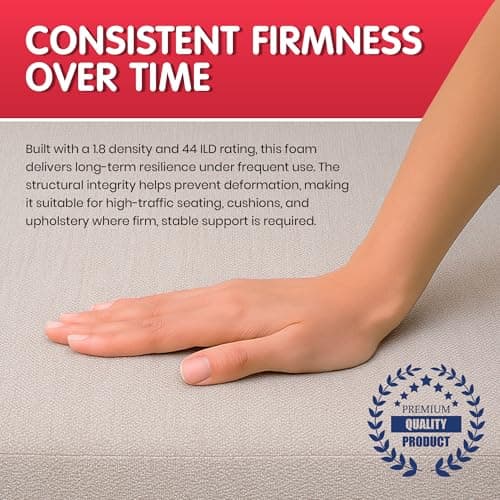 FOAMYFOAM High Density 3 inch Thick, 24 inch Wide, 72 inch Long Upholstery Foam, Cushion Replacement
