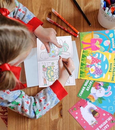 90shine 54PCS Easter Coloring Books for Kids-Egg Basket Stuffer Gifts Party Favors Class Activity Supplies Decorations B08Q36YXL9