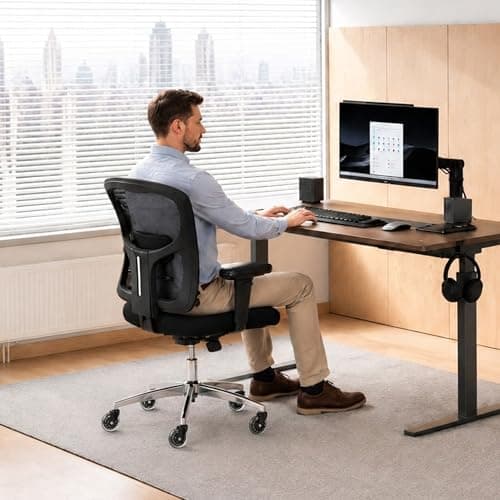 Big and Tall Office Chair 600lbs, Heavy Duty Ergonomic Mesh Chair, Computer Executive Desk Chair with Wide Thick Seat, Adjustable Armrests, Lumbar Support (Black, 601LBS) (Black, 601LBS)