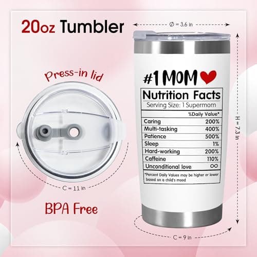 TEEZWONDER Christmas Birthday Gifts for Mom - 20 oz Stainless Steel Insulated Coffee Tumbler with Lid - Mothers Birthday Gifts from Daughter Son, Mothers in Law, Mama, Grandma, Tumblers for Women