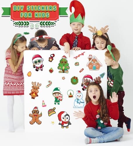 Kids Xmas Decorations Gifts Games Party Favors Supplies 24 Sheets,Stocking Stuffers,Christmas Stockings,Christmas Gift Bags Stocking Stuffers for Kids,Christmas Stickers,DIY Christmas Crafts for Kids B0F8H5X4L8