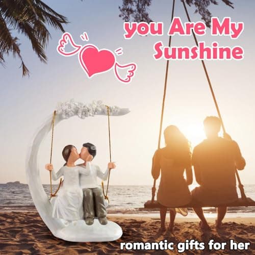 jinhuoba Romantic Wedding Couple Figurines, Hand Painted Loving Together Sculpture, Best Valentine Marriage Anniversary Weddings Engagement Gifts for Couple Wife Women Her