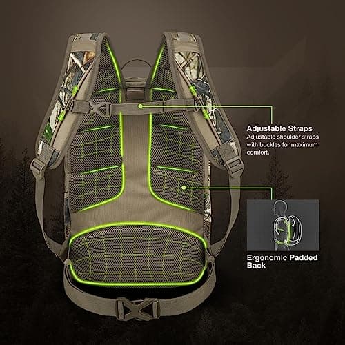 TIDEWE Hunting Backpack with Waterproof Rain Cover, 25L Hunting Pack, Durable Hunting Day Pack for Bow Rifle Gun