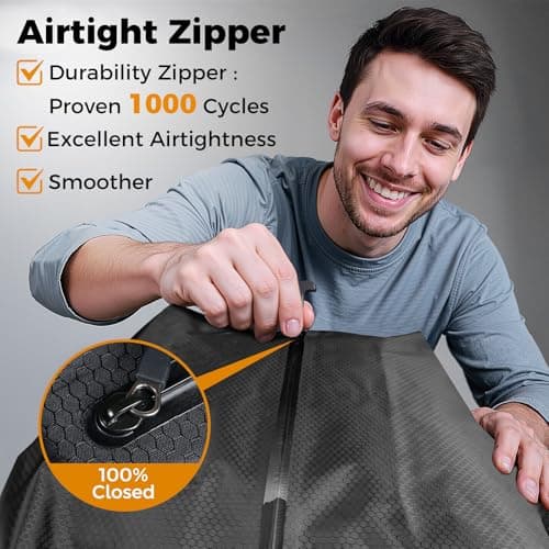 HONKID Vacuum Bags for Travel with Wireless Pump (2PC) - IP67 Waterproof Reusable Vacuum Compression Travel Bags for Luggage, Suitcase and Backpack, Space Saver for Clothes & Travel Clothing