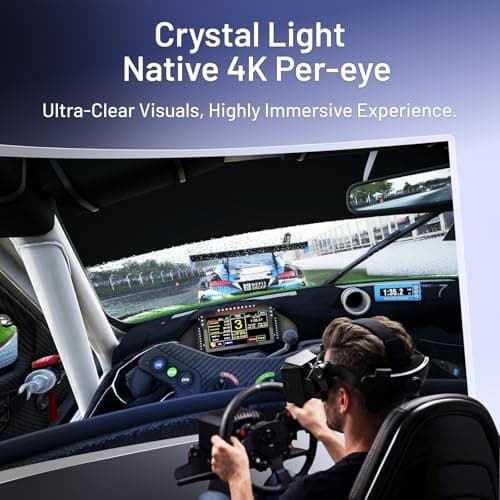Pimax Crystal Light VR Headset for PC,2880x2880 per Eye,8K QLED Display with Local-Dimming,Inside-Out Tracking,PC VR Headset for Flight Sims,iRacing & Gaming (Full Payment Version)