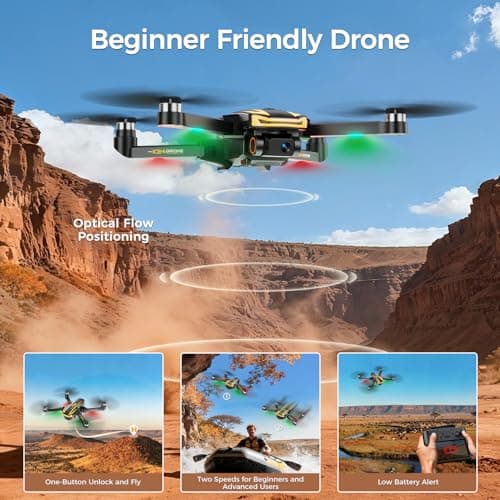 FPV Drone with Camera 4K for Adults,Big Screen on Remote Controller,2 pcs Batteries and Carrying Case,Gift for Men,Easy Fly Quadcopter for Beginners with Optical Flow Positioning