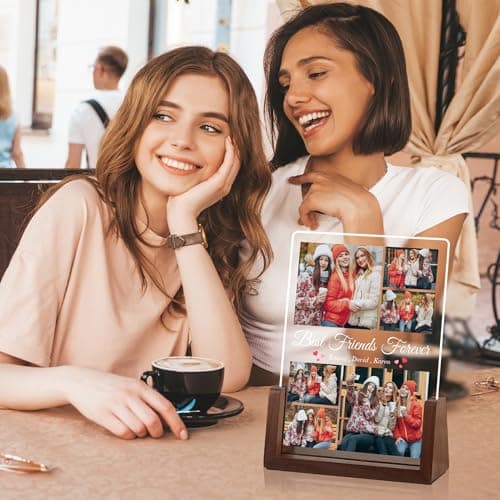 Ship Next Day, Customized Long Distance Friendship Gifts, Custom Friend Night Light, Christmas Anniversary Birthday Gifts Best Friend Birthday Gifts for Women, Custom Best Friend Photo Frame B0DP9GVTRX