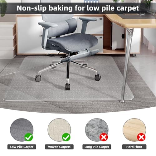 Office Chair Mat for Carpet Floor, Heavy Duty Desk Chair Mat for Low/No Pile Carpeted Floors, Anti Slip Carpets Protector for Home Office (48" x 30")