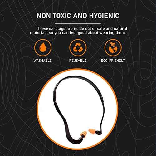 2 Banded Ear Plugs with 10 Pairs of Replacement Pods - Reusable Shooters Ear Protection for Mowing Shooting Construction Hunting - Washable Gun Range Hearing Protection Ear Plugs for Noise Reduction