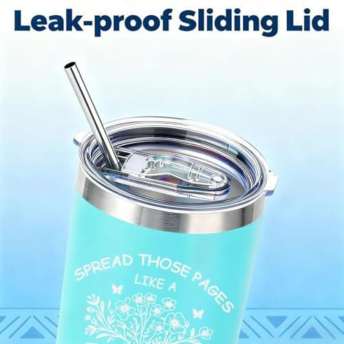 Book Lovers Gifts for Women - 20oz Stainless Steel Tumbler with Lid Straws, Perfect Bookish Gift for Readers, Book Club Gifts, Reading Accessories for Bookworms