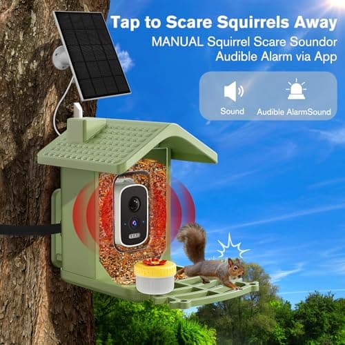 Smart Bird Feeder with Camera Solar Powered, AI Birds Species Identification, 2.5K HD Video Bird House with Camera for Outside, Weatherproof Design Ideal Gifts for Christmas, Bird Lovers, Green