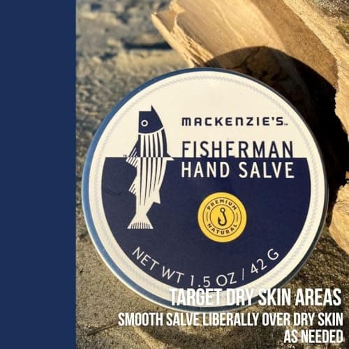 MacKenzie's Fisherman Hand Salve - Holiday Gifts for Men - Christmas Gifts for Fishermen - Stocking Stuffers - Coastal Holiday Gifts - All Natural - Hand Repair - 1.5 Ounce Tin