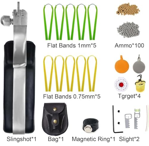 Slingshot, Hunting Sling Shot Set for Adults, Professional Stainless Steel Tactical Slingshots, High Velocity Catapult with Ammo Balls, Rubber Bands, Ammo Pouch, Target