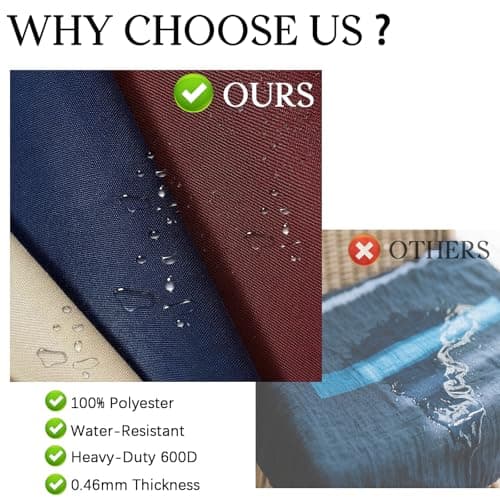 Waterproof Canvas Cloth Fabric by The Yard 60" W 600D Oxford Polyester Upholster Fabric Water Resistant Material for Outdoor Furniture Chair Cushion Cover DIY Sewing (1 Yard, Khaki)