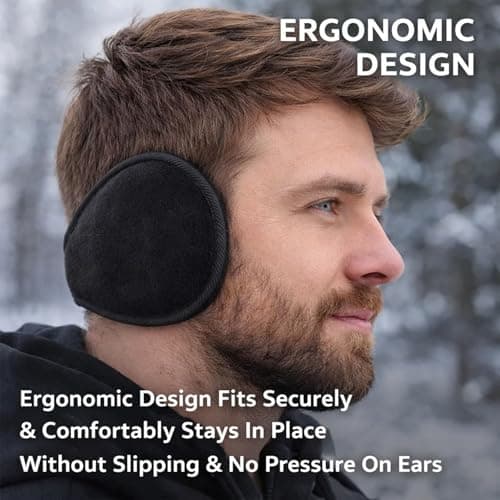 Lanenow Ear Muffs for Winter Men Women, Fleece-Lined Behind-the-Head Ear Warmers for Running, Cycling, Outdoor