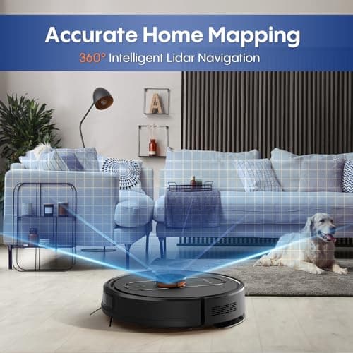 Robot Vacuum and Mop with Self-Emptying, Robotic Vacuum with 90-Day Hands-Free, Mapping, 5000Pa, LiDAR Navigation, Cleaning, Wi-Fi/App/Alexa Control, No-Go Zones,Ideal for Pet, Hard Floors, Carpet