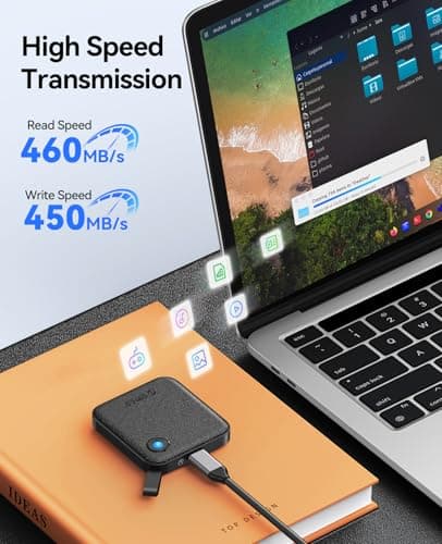 ORICO Portable SSD 256 GB with 2 in 1 USB C Cable, External Solid State Drives, Up to 460MB/s, Status Indicator, Reliable Storage for USB-C Smartphone, Tablet, PC - B5PLUS