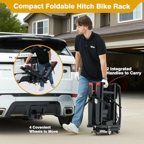 Ebike Rack with Ramp for 2 E-Bikes 200 lbs Capacity Fits 5" Fat Tire, Hitch Bike Rack for Cars SUVs Trucks with 2" Receiver, Foldable Tilting Locking No Assembly Needed E-Bike Platform Carrier