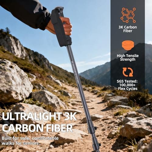 3K Carbon Fiber Trekking Poles - Collapsible, Lightweight Yet Sturdy Hiking Poles with EVA Grip, for Men & Women Hikers