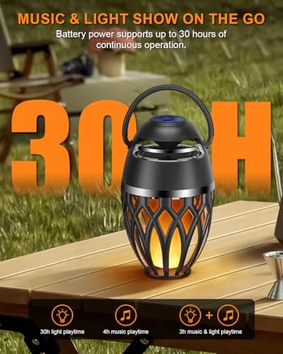 BT 5.0, Wireless Torch Lantern Atmosphere Decor for Patio Yard Pool Party Camp, Housewarming Gifts for Men/Women 2 Pack Outdoor Bluetooth Speakers with Flame Flickers Light IPX5 Waterproof B0B2W2FKLC