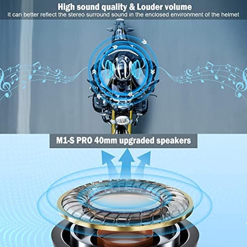 Fodsports Motorcycle Bluetooth Intercom, Music Sharing, M1S Pro 2000m 10 Riders Group Helmet Communication System Headset Universal Wireless Interphone (Waterproof/Handsfree/Stereo Music/GPS/2 Mic)