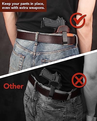 KOSIBATE Leather Gun Belt for Men - Heavy Duty EDC Belt, Concealed Carry CCW Belt- 1.5-Inch Width, 14 OZ Leather