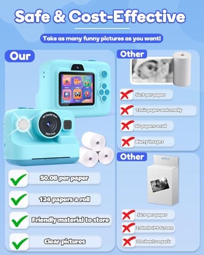 Dylanto Kids Camera Instant Print,1080P Kids Instant Cameras that Print Photos,Christmas Birthday Gifts for Girls Age 3-12,Portable Toy for 3 4 5 6 7 8 9 10 Year Old Girls Boys-Blue B0CQRFSFL6