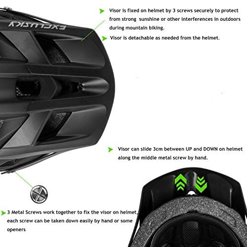 Exclusky Bike Helmet Mountain Bike Helmet for Adults Lightweight MTB Cycling Helmet for Men Women Adjustable Bicycle Helmet with Visor