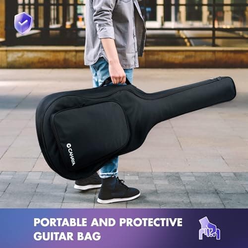 CAHAYA Acoustic Electric Guitar Kit - 41” Carbon Fiber Adult Beginner Set with Bag and Strap Built-In Pickup Rich Resonance & Warm Tone for Performance Ready, Pearl Blue-Purple Finish