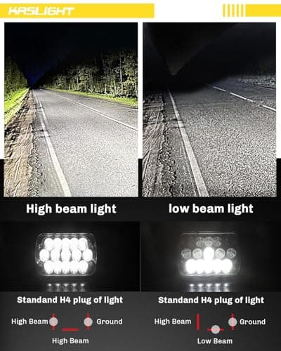 KASLIGHT H6054 LED Headlights,Pair Rectangular 5x7 7x6 LED Headlight Hi/Low Sealed Beam Replacement Headlamp Compatible with Jeep Wrangler YJ XJ Chevy Express Ford GMC Savana Toyota Pickup Truck Van