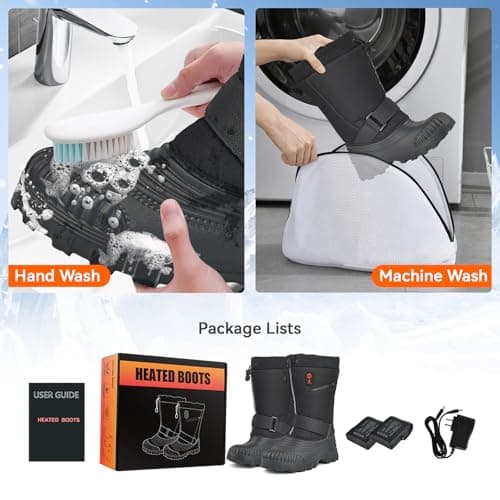 DEORFGO Heated Snow Boots for Men Women, Waterproof Insulated Shell, Hiking Winter Snow Boots, Insulated Fur Liner, Warm Outdoor Tall Boots