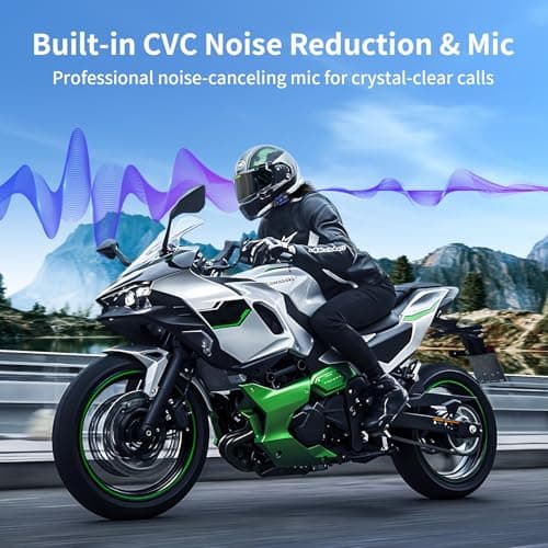 Fodsports FX4 Pro Motorcycle Bluetooth Headset, 4 Riders Group Motorcycle Intercom, 1200m Helmet Communication System with Hi-Fi Music/FM/Auto Call/Voice Control, Universal Pairing(Blue FX4 Dual)