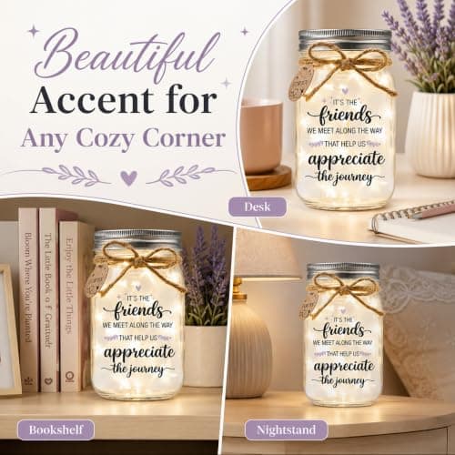 Birthday Gifts for Friend Women, Christmas Thanksgiving Gift for Her and Long Distance Friends Best Friend Gift for Women, Friendship Gifts for Women, Mason Jar Light B0H3JZHMVG
